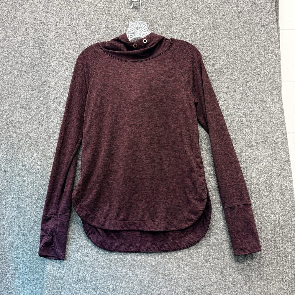 Athleta Uptempo Hoodie Sweatshirt Size Small Pullover Active Thumb Hole Burgundy